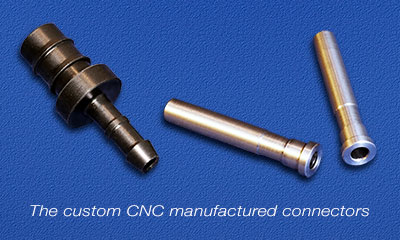 The custom CNC manufactured connectors which are incorporated into each pump hose from January 2021